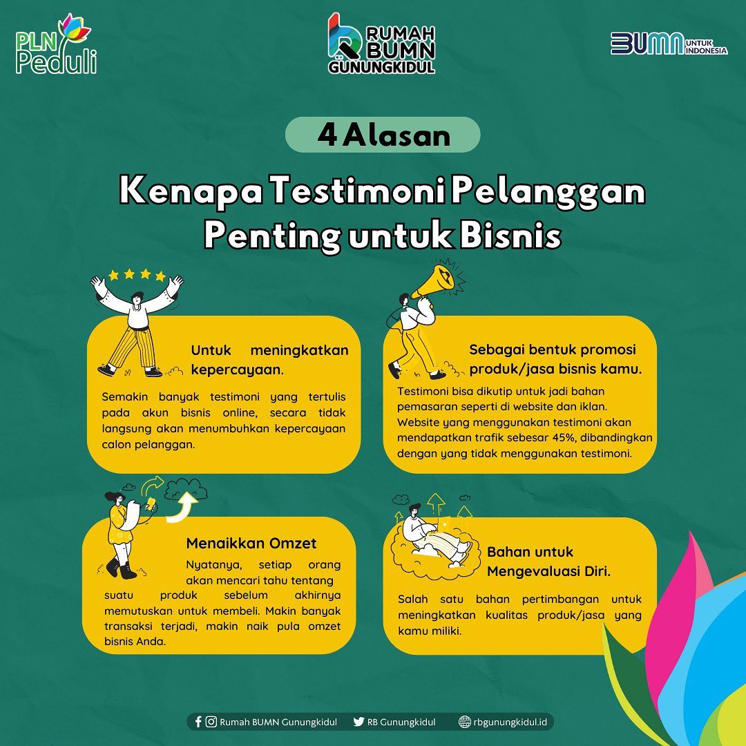 4 ALASAN KENAPA TESTIMONI PELANGGAN PENTING UNTUK BISNIS!! - Rumah BUMN Gunungkidul